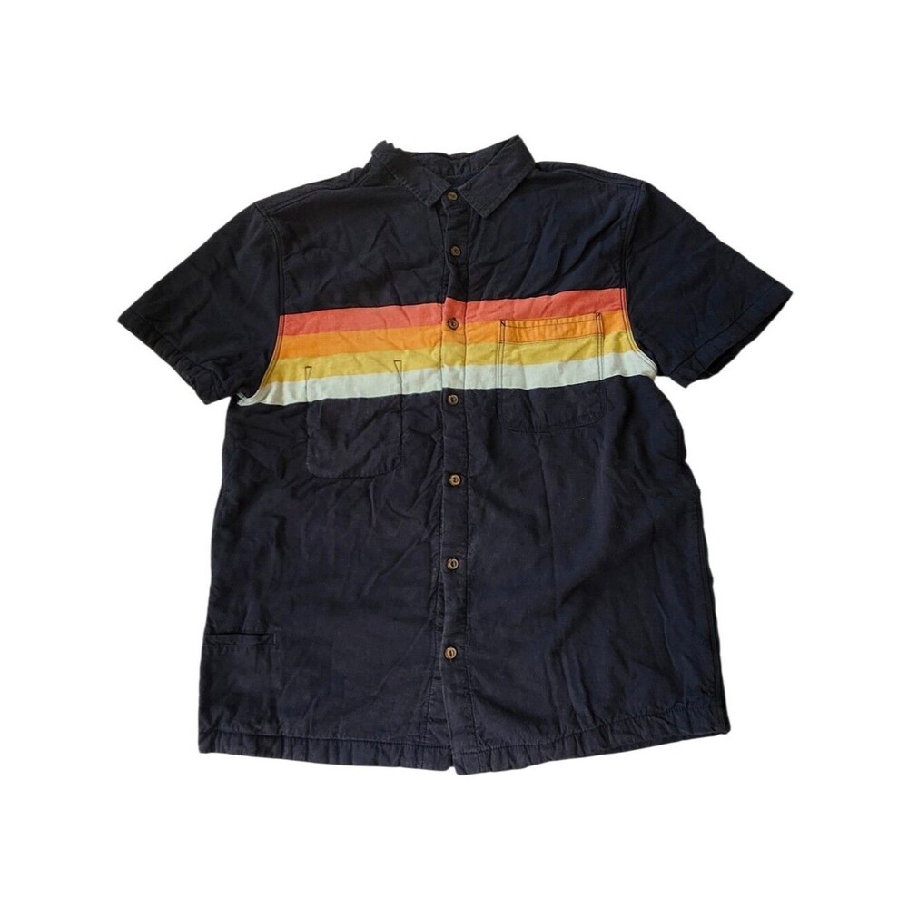 California Cowboy Navy Horizontal Stripe High Water Button Down Shirt. Sz. S